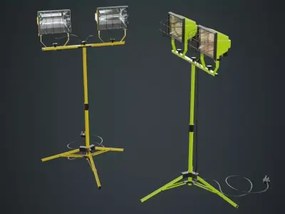 Halogen Work Light 3A Low-poly 3D model