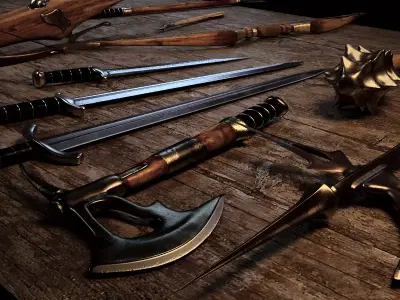 Medieval weapons pack Free low-poly 3D model
