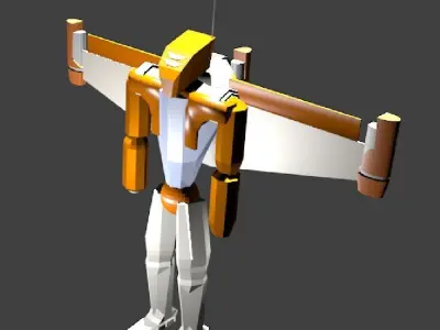 Futuristic War-Robot with Jetpack Low-poly 3D model