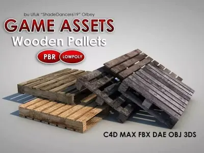 Dirty Wooden Pallets Low-poly 3D model