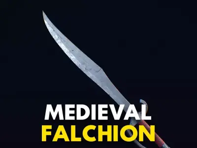 Medieval Weapon Falchion -PBR- Game Ready Low-poly 3D model