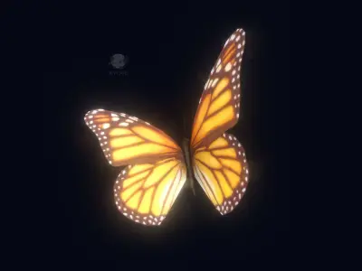 Butterfly Game Ready monarch Free low-poly 3D model