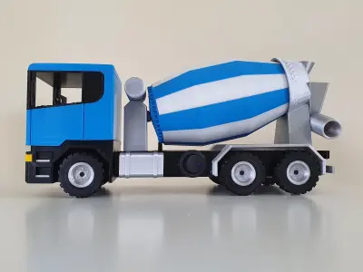 Cement Truck with motorized rotating tank 3D print model
