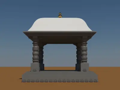 Temple indian gazebo on desert 3D model