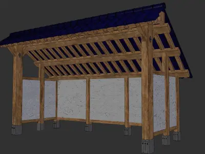 open shed with plaster wall Low-poly 3D model