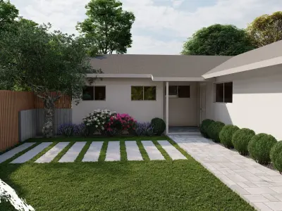 3D Exterior Scene 3D model design garden and landscape Free 3D model