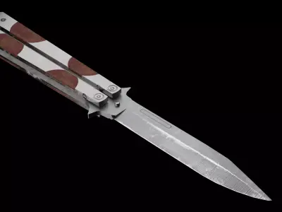 Butterfly knife low-poly 3d model Free low-poly 3D model