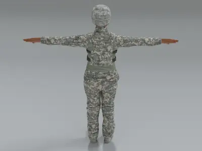 laos Black Female Soldier Low-poly 3D model