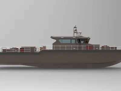 Boat wood 27m Low-poly 3D model