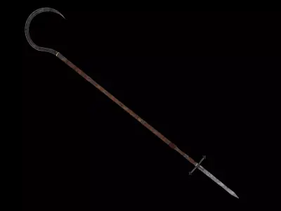 Fantasy Old Hook and Dagger Low-poly 3D model