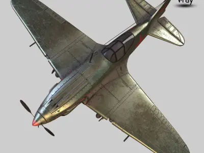 MiG-3 soviet fighter plane Low-poly 3D model