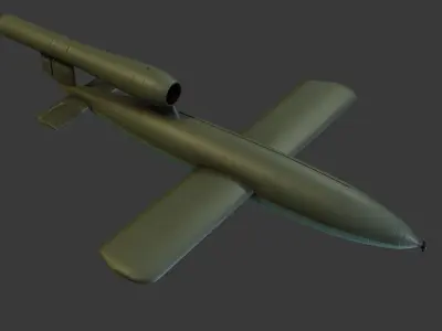 Fieseler Fi 103 V-1 flying bomb or missile Low-poly 3D model