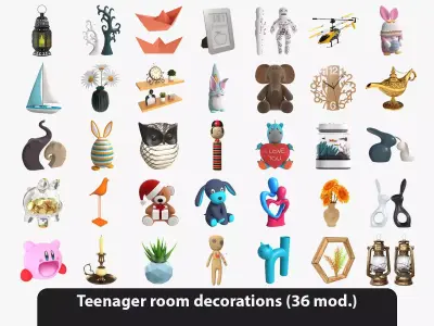 Teenager room decorations 3D model