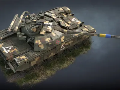 Tank T-64BM Bulat Low-poly 3D model