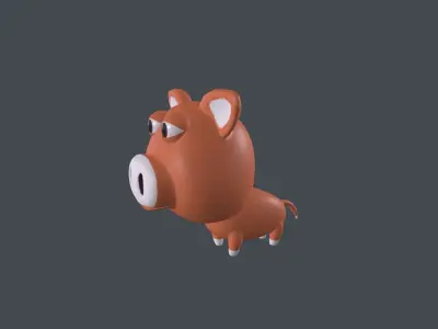 Pig animal cartoon model Low-poly 3D model