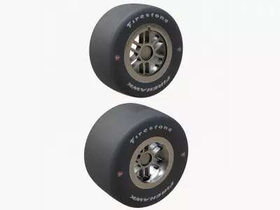Indy Car Tire Rim Firestone PBR Low-poly 3D model