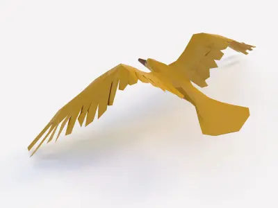 Seagull 3d model bird in flight Low-poly 3D model