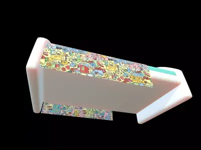 Cute Stylized Single Bed Cartoon Kids Furniture 3D model