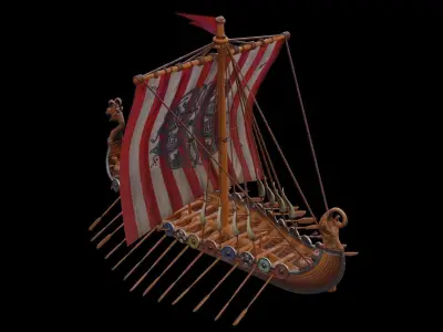 Viking longship Low-poly 3D model