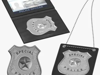 Police Badge Collection 3D model