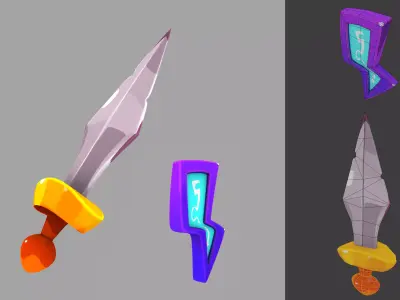 3D Sword and thunder Model Low-poly 3D model