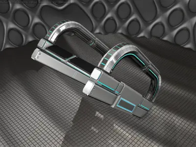 Sci-Fi Stairs - 11 - Silver Blue Neon Light Version Low-poly 3D model