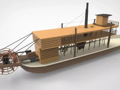 Traditional paddle ships 3D model