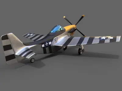 P51 Mustang 3D PBR Model Low-poly 3D model