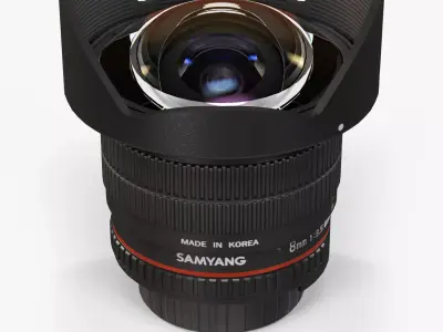 Samyang 8mm  f 3-5 AS IF UMC Fish-eye CS II AE Nikon F Lens Low-poly 3D model