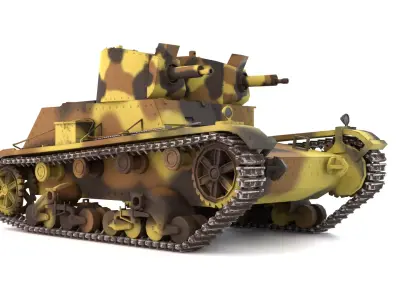 English Vickers 7TP tank PBR Game Ready VR AR low-poly 3d model Low-poly 3D model