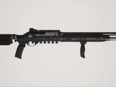 Shotgun 1 Used Low-poly 3D model