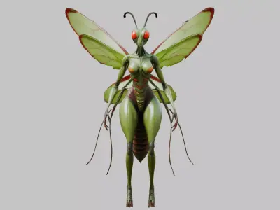 Big Insectoid Humanoid Mantis Low-poly 3D model