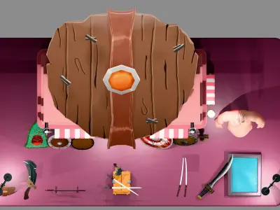 Stylized Medieval Weapon Shop Bundle Low-poly 3D model