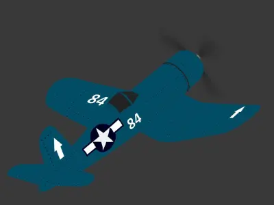 F4U CORSAIR Low Poly Low-poly 3D model