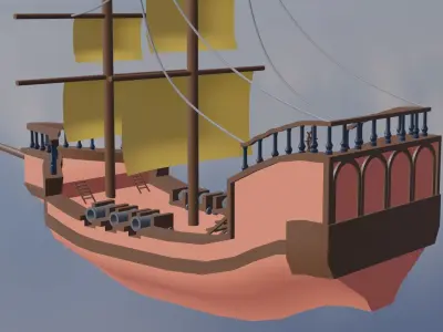 Low Poly Ship Materialed Low-poly 3D model
