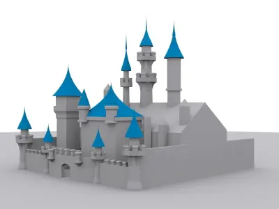 Castle disney with turrets Free low-poly 3D model