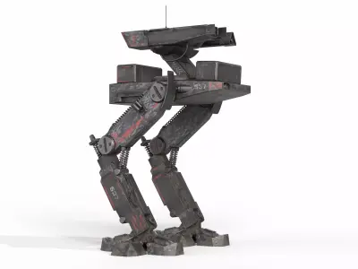 Mech Robot Two Legs Combat Sci-Fi Low-poly 3D model