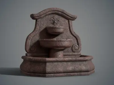 Arch wall fountain Low-poly 3D model