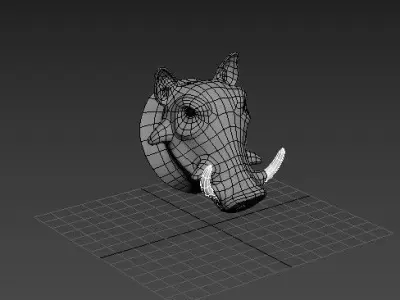 model-african-boar-head-3ds-max Low-poly 3D model