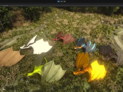 Fantasy Fire Dragons Low-poly 3D model