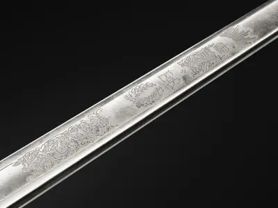 British Officer Sword WW1 Sheath Ralistic Historical Asset PBR Low-poly 3D model