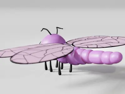 Cartoon DragonFly  Low-poly 3D model