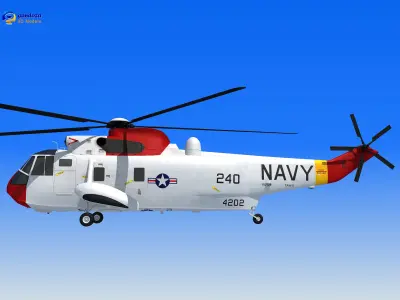 Red Sikorsky SH-3 Sea King 3D Model 3D model
