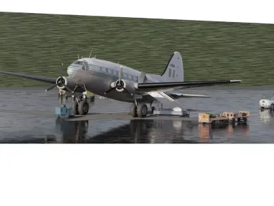 CURTISS C-46 COMMANDO 1960s 3D model