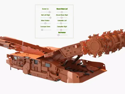 Underground Miner Vehicle for Tunnel Excavation Orange Rigged 3D model