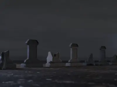 Hand Sculpted cemetery gravestones part 11 Low-poly 3D model