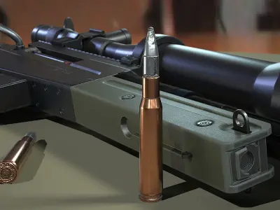 Accuracy International AW50-50 BMG Rifle - Low poly model Low-poly 3D model