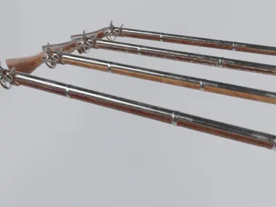 low Poly Game Ready PRB Flint Lock Rifle Low-poly 3D model