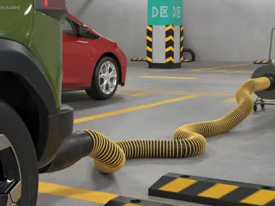 FumeCaddie Vehicle Exhaust Extractor Rigged for Maya 3D model