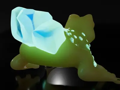 Frog Infected with Crystal Low-poly 3D model